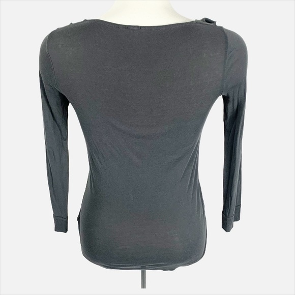 ✨ J.Crew Ruffle Button-Front Long Sleeve Top | Charcoal Gray | Size S ✨ - Picture 3 of 9